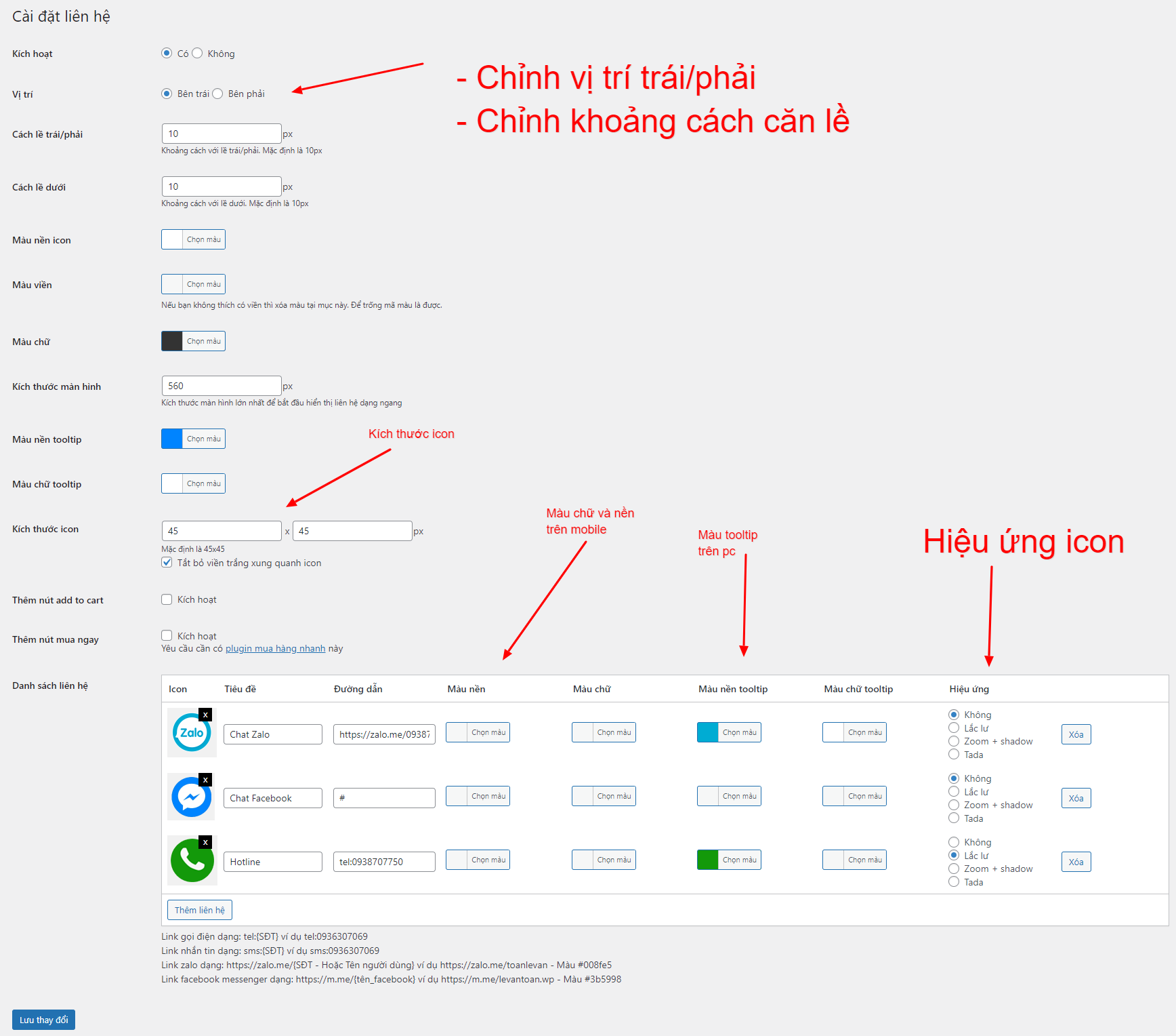 Plugin contact fixed – Cố định liên hệ dưới chân trang