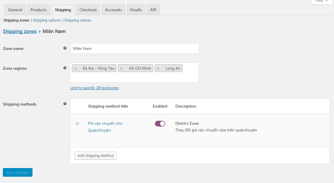 Plugin tính phí vận chuyển cho quận/huyện trong woocommerce