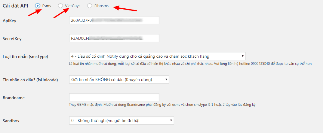 SMS Master – Gửi tin nhắn sms cho WordPress