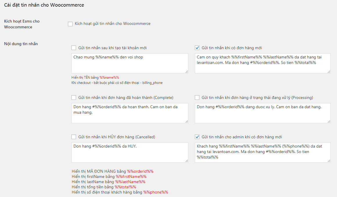 SMS Master – Gửi tin nhắn sms cho WordPress
