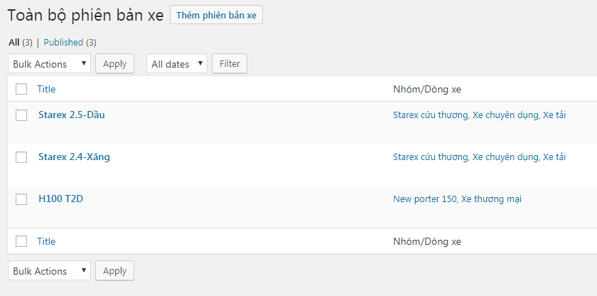Plugin báo giá, dự toán chi phí mua xe oto