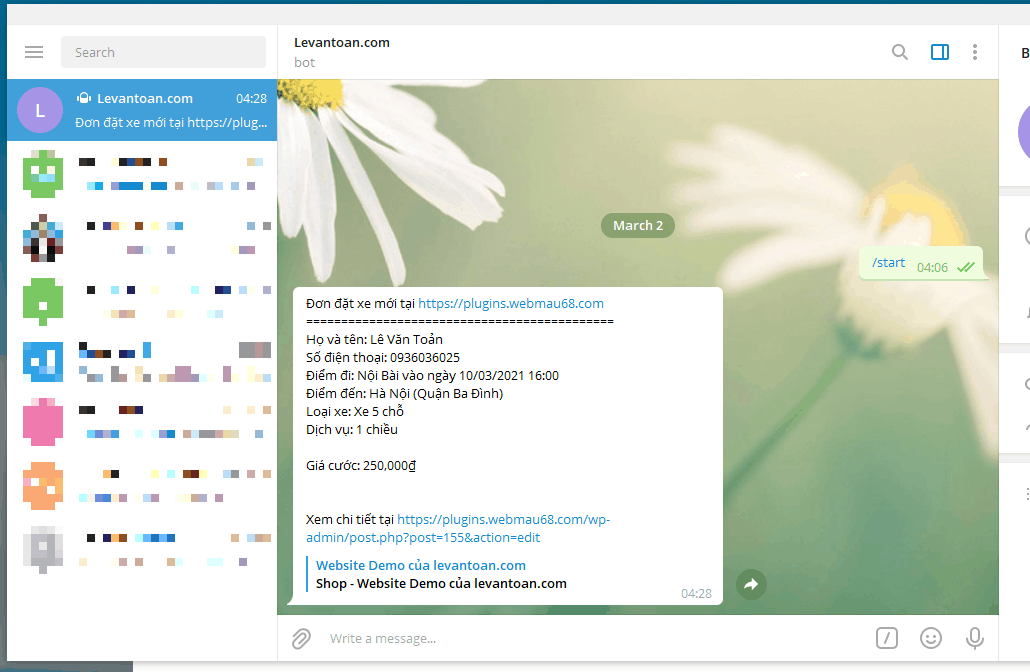 Plugin đặt xe online dành cho website WordPress