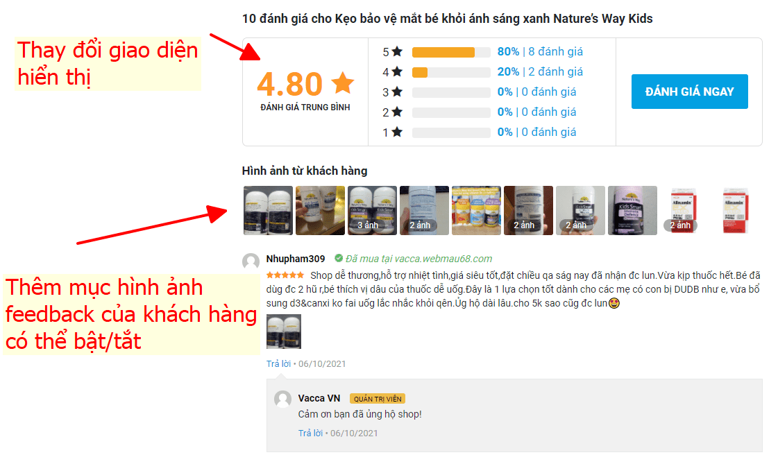 Plugin giống DevVN Woocommerce Reviews plugin