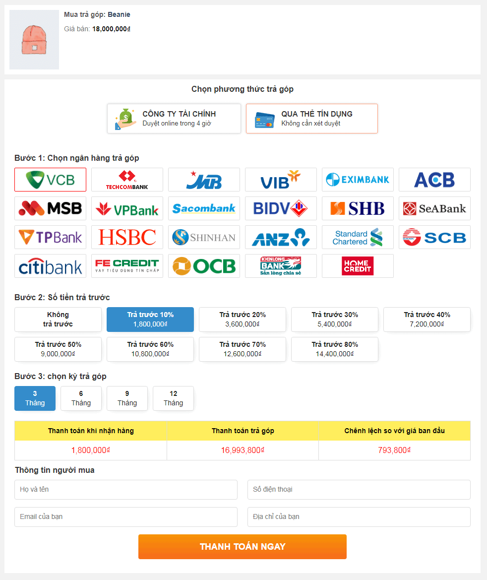 Plugin Kết nối trả góp Vimo với Woocommerce