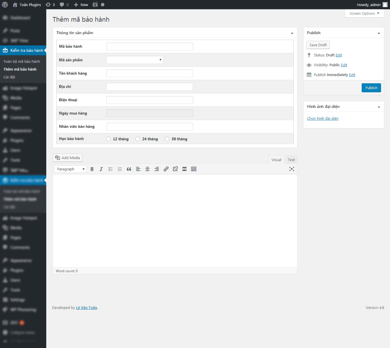 Plugin Kiểm tra hạn bảo hành của sản phẩm và thông tin khách hàng