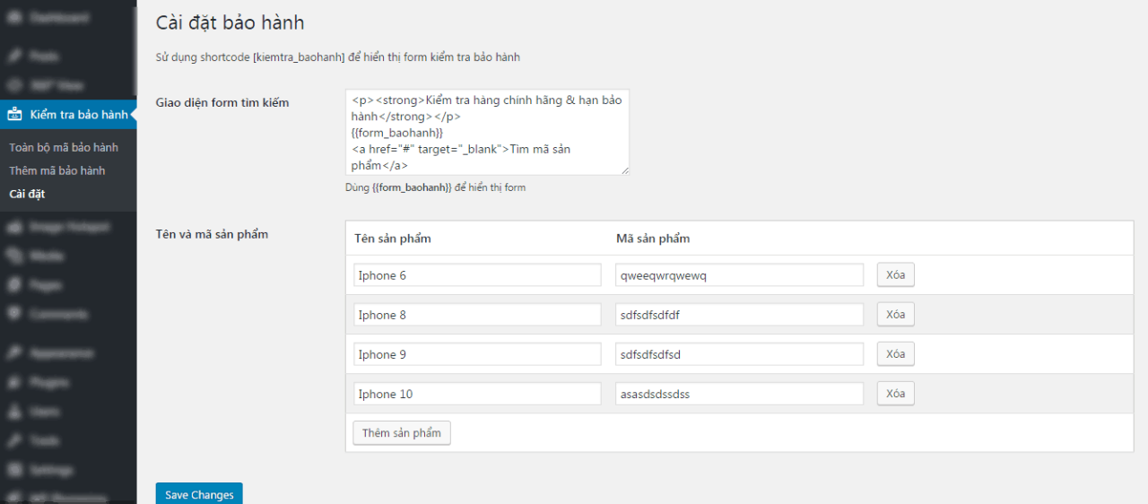 Plugin Kiểm tra hạn bảo hành của sản phẩm và thông tin khách hàng