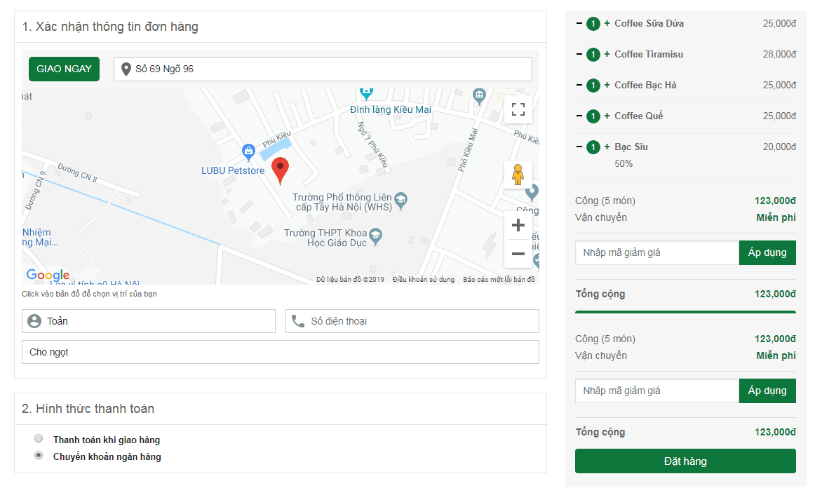 Plugin order món ăn, đồ uống, trà sữa, cafe, bạc xỉu… cho WordPress