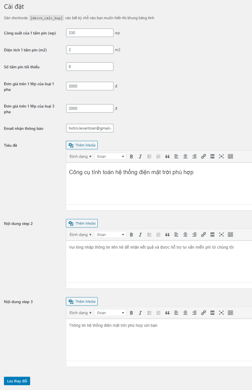 EVN Solar – Plugin tính xây dựng hệ thống năng lượng mặt trời