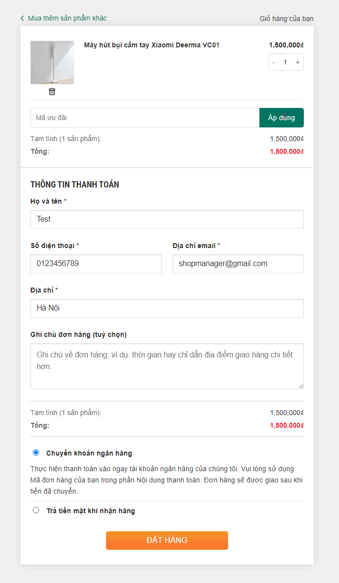 DevVN Woocommerce One Page Checkout