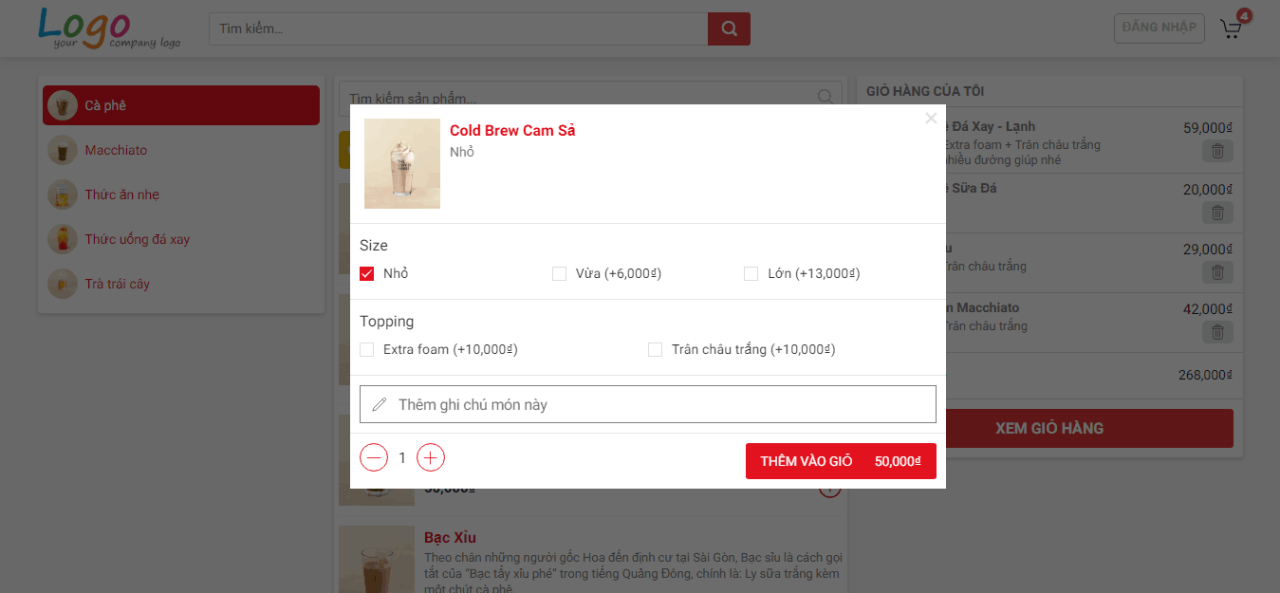 DevVN Menu Order – Plugin đặt đồ ăn nhanh, đồ uống online cho Woocommerce