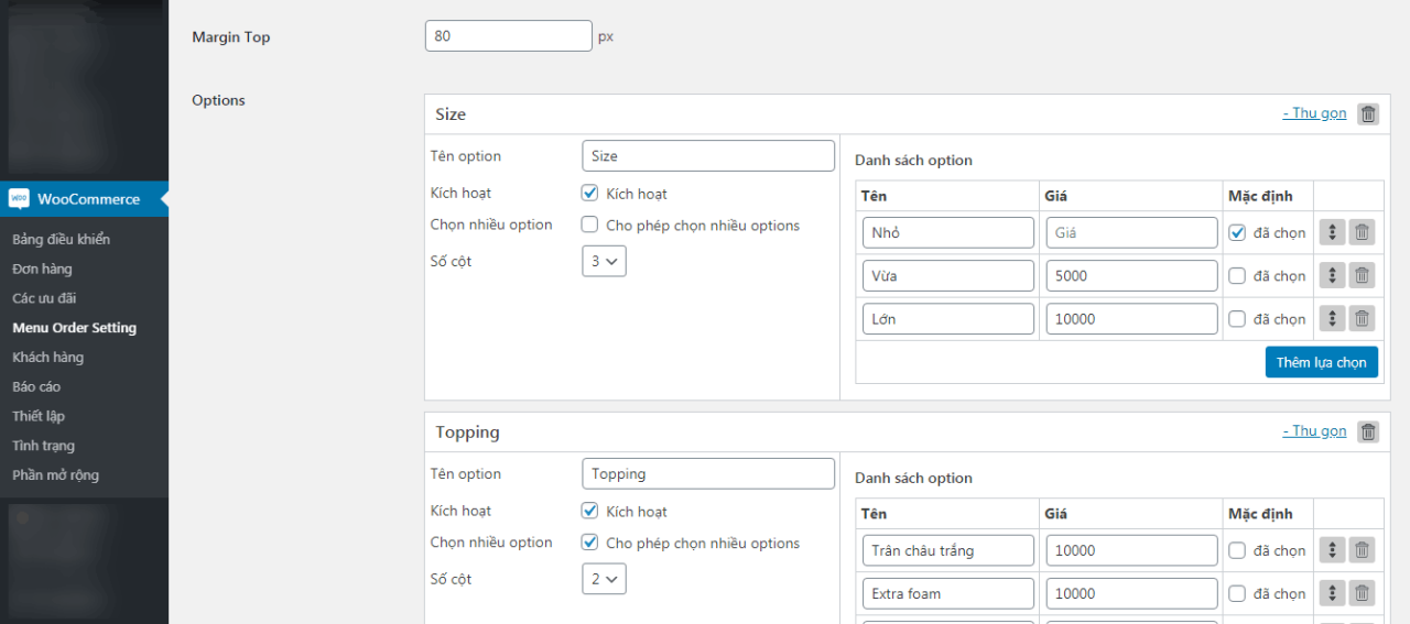 DevVN Menu Order – Plugin đặt đồ ăn nhanh, đồ uống online cho Woocommerce