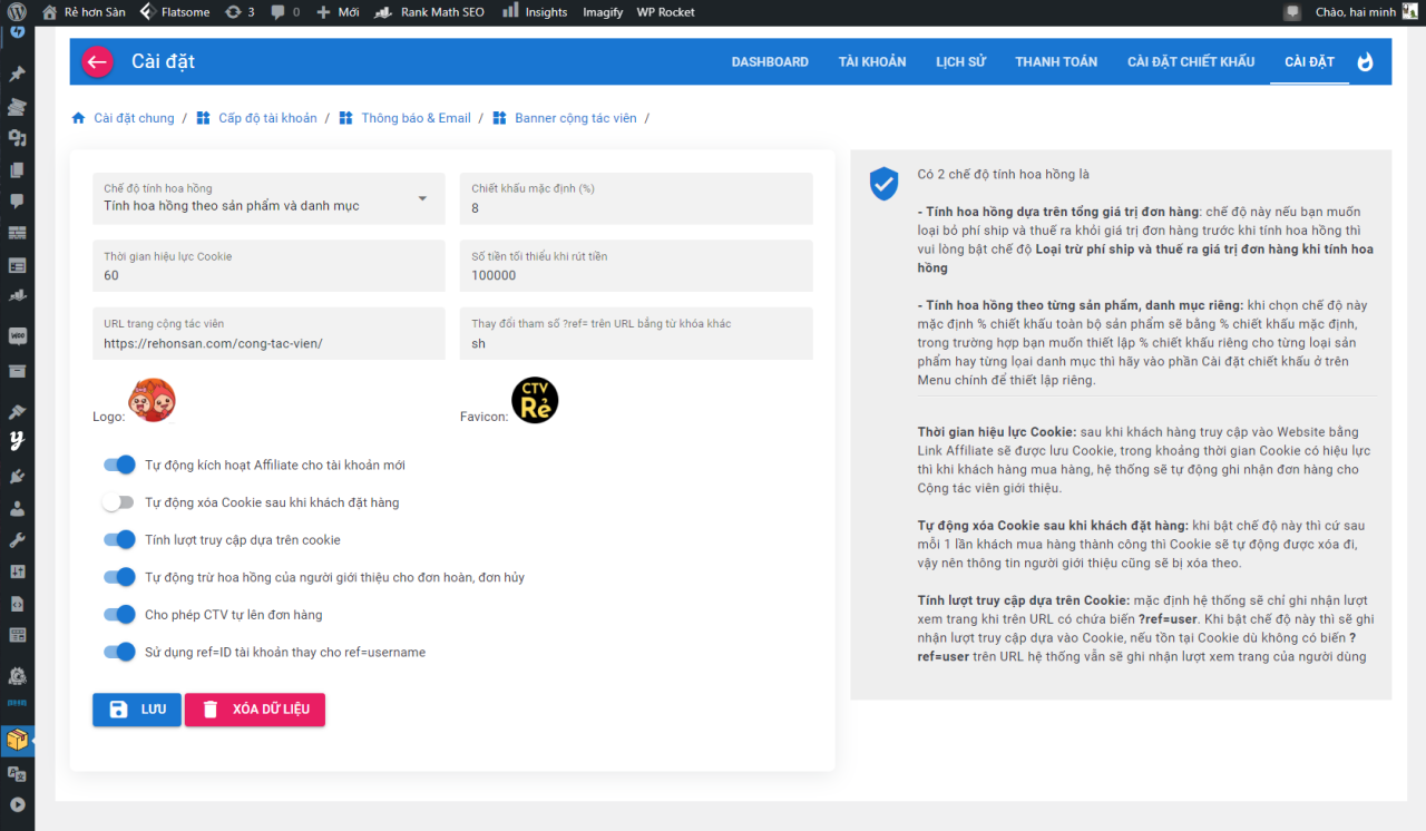 WP Affiliate MH - plugin xây dựng hệ thống cộng tác viên đa cấp
