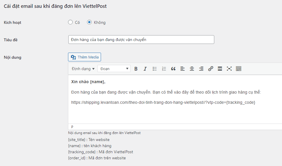 Plugin kết nối ViettelPost với Woocommerce